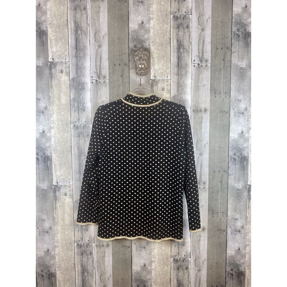Misook Black & Metallic Gold Polka Dot Full Zip Jacket Size Large. - Picture 2 of 11